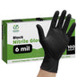 Comfy Package [100 Count] Black Nitrile Gloves Disposable Latex Free, 6 Mil Extra Strength, Powder Free, Chemical Resistant, Textured Fingertips - Large