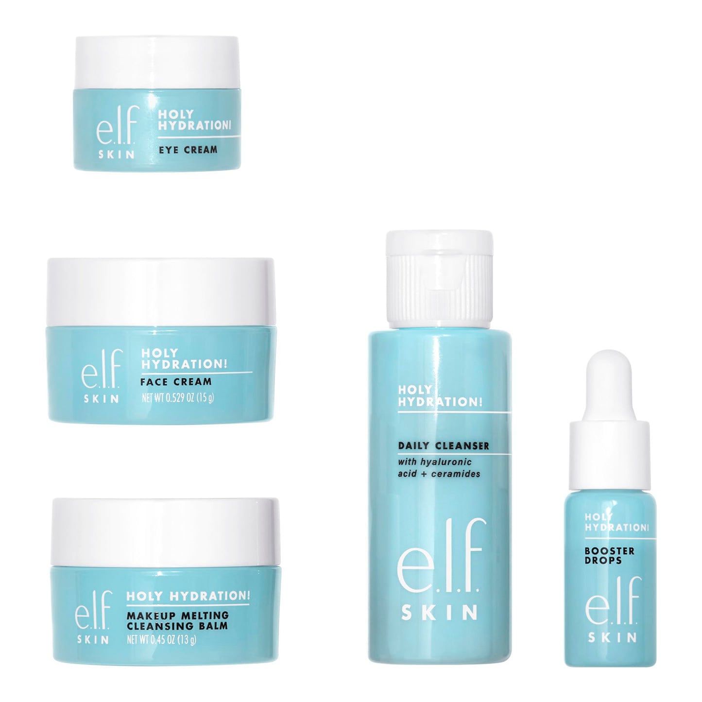 e.l.f. SKIN Hydrated Ever After Skincare Mini Kit, Cleanser, Makeup Remover, Moisturiser & Eye Cream For Hydrating Skin, Airplane-Friendly Sizes