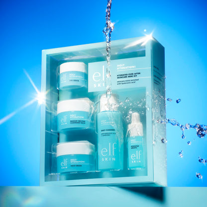 e.l.f. SKIN Hydrated Ever After Skincare Mini Kit, Cleanser, Makeup Remover, Moisturiser & Eye Cream For Hydrating Skin, Airplane-Friendly Sizes