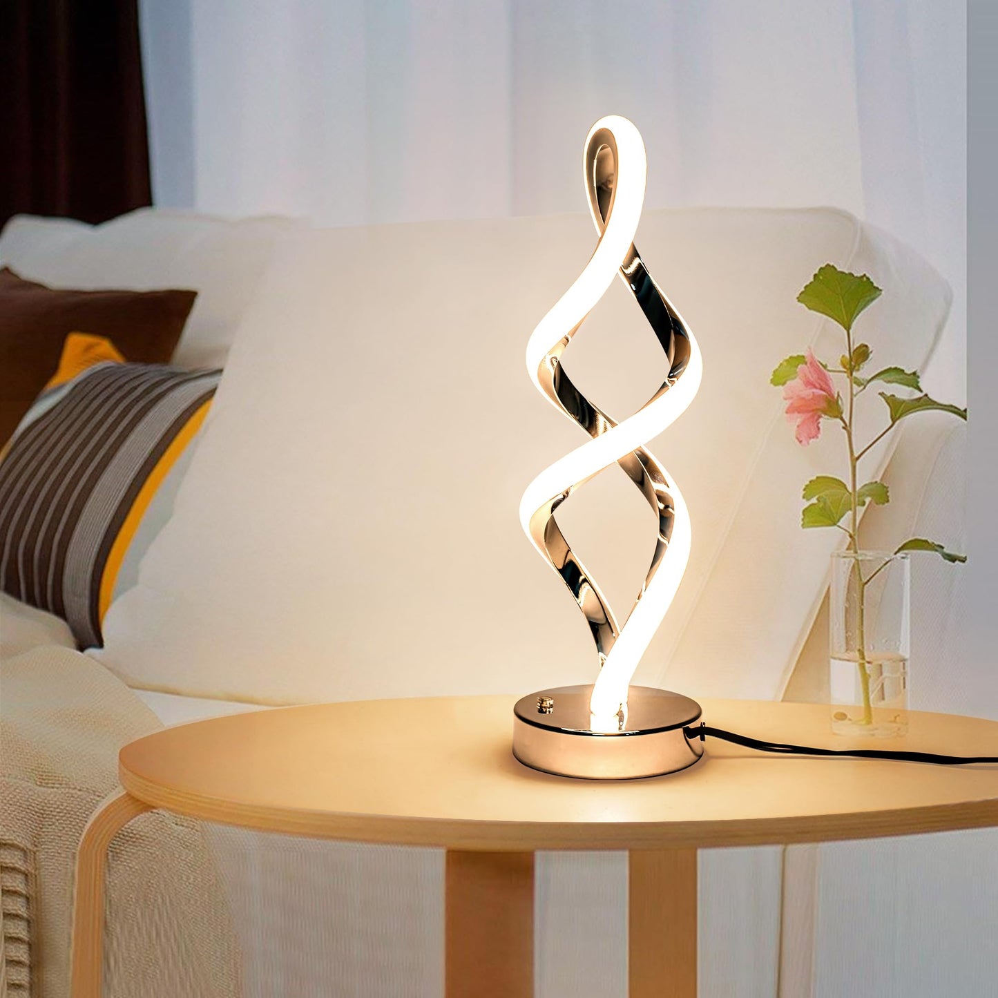 MAYNA Modern Spiral RGB Table Lamp, Touch Dimmable Bedside Lamp, 7 Colors 10 Light Modes Spiral Design Table Lamp, Unique Nightstand Lamp for Living Room, Bedroom, Cool Lamps for Ideal Gift