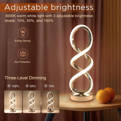 MAYNA Modern Spiral RGB Table Lamp, Touch Dimmable Bedside Lamp, 7 Colors 10 Light Modes Spiral Design Table Lamp, Unique Nightstand Lamp for Living Room, Bedroom, Cool Lamps for Ideal Gift